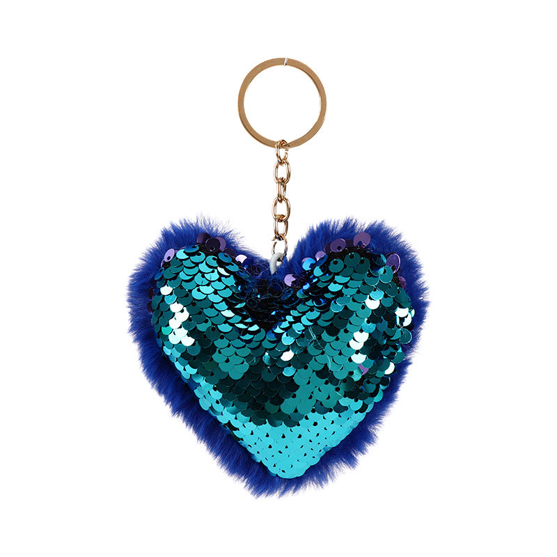 Wholesale Colorful Sequins Love Hair Ball Keychain